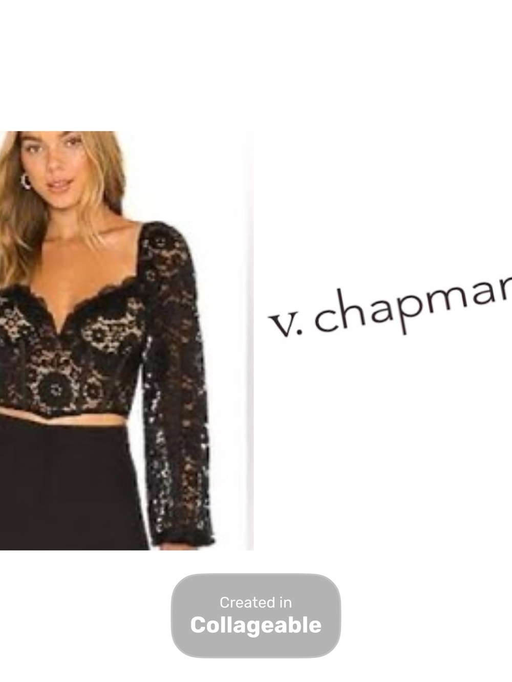‼️WOW‼️V. Chapman Black Lace Long-Sleeve Crop Top🖤NWOT